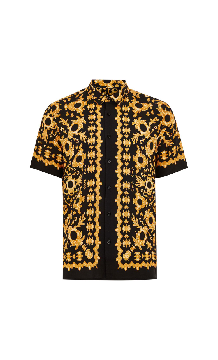 Black And Gold Baroque Short Sleeve Shirt - Hello! We are wt+