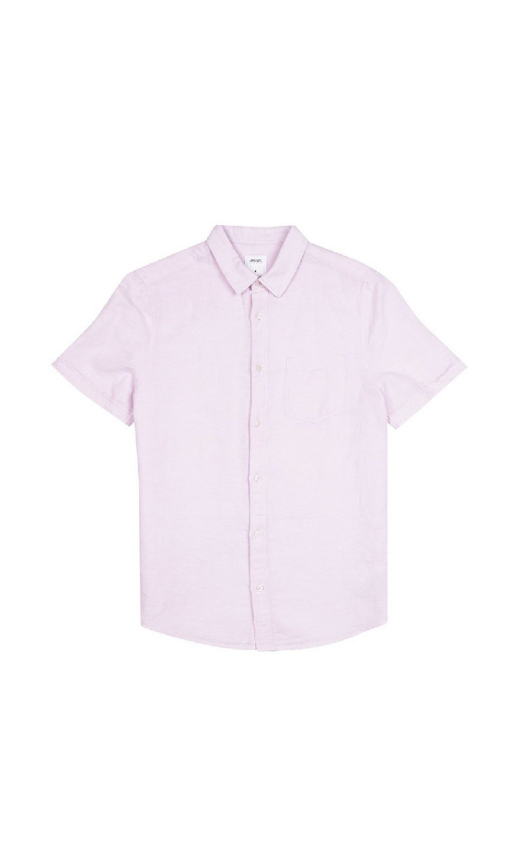 Light Pink Short Sleeve Linen Shirt - Hello! We are wt+