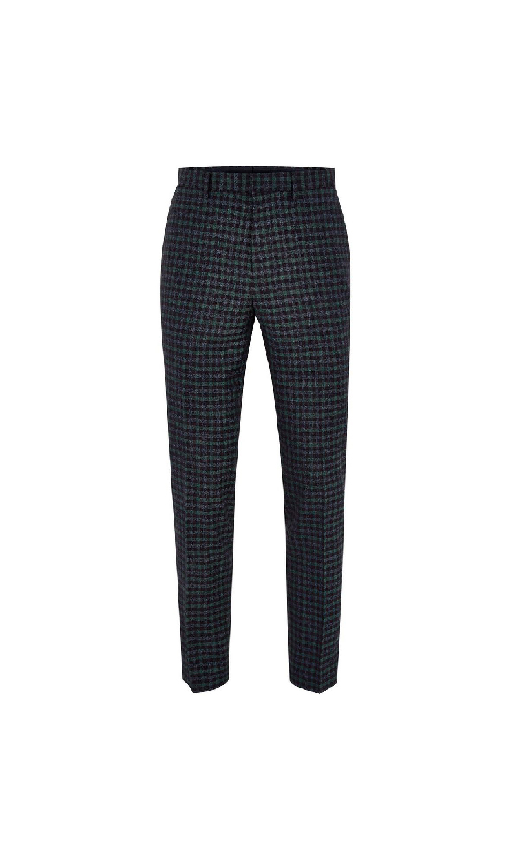 green gingham trousers