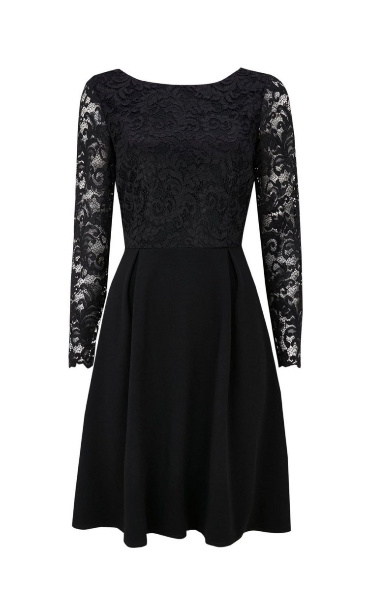 Black Lace Fit and Flare Dress - Hello! We are wt+