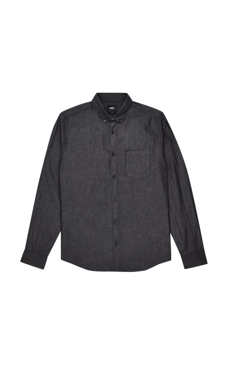 Dark Grey Long Sleeve Denim Shirt - Hello! We are wt+