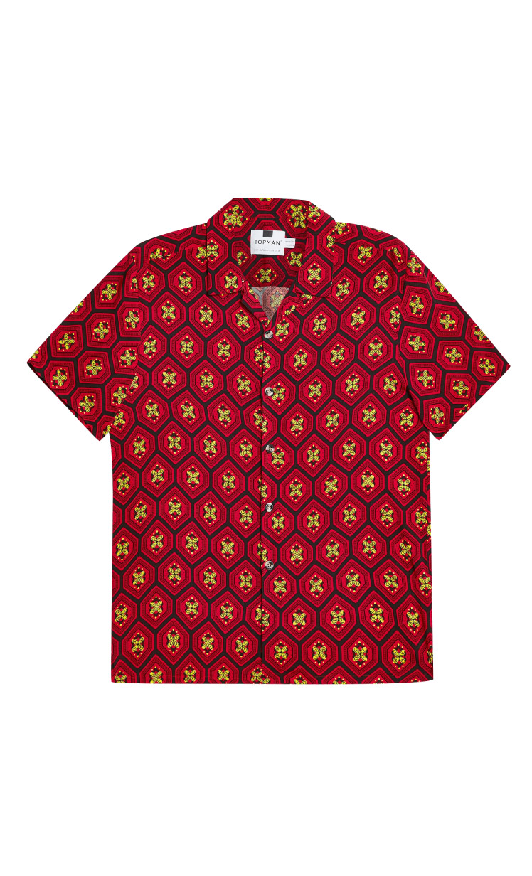 Red Geometric Revere Shirt Hello! We are wt+