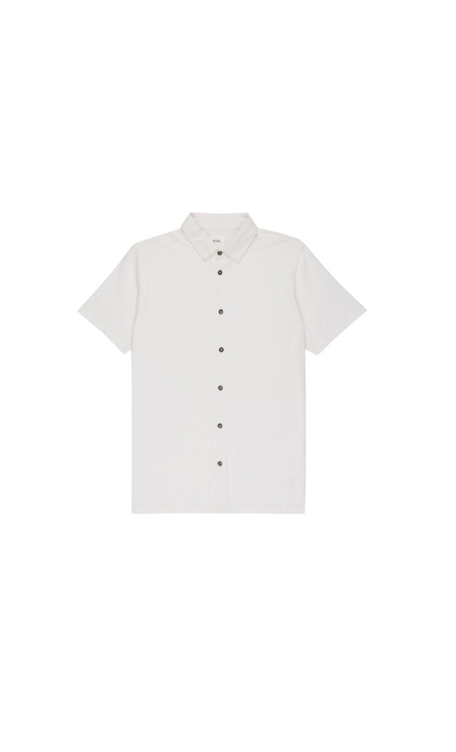 White Short Sleeve Pique Shirt - Hello! We are wt+