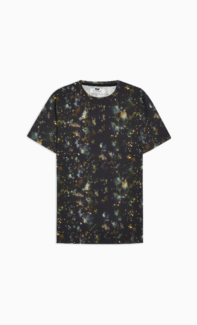 Black Cosmic Printed T-Shirt - Hello! We are wt+