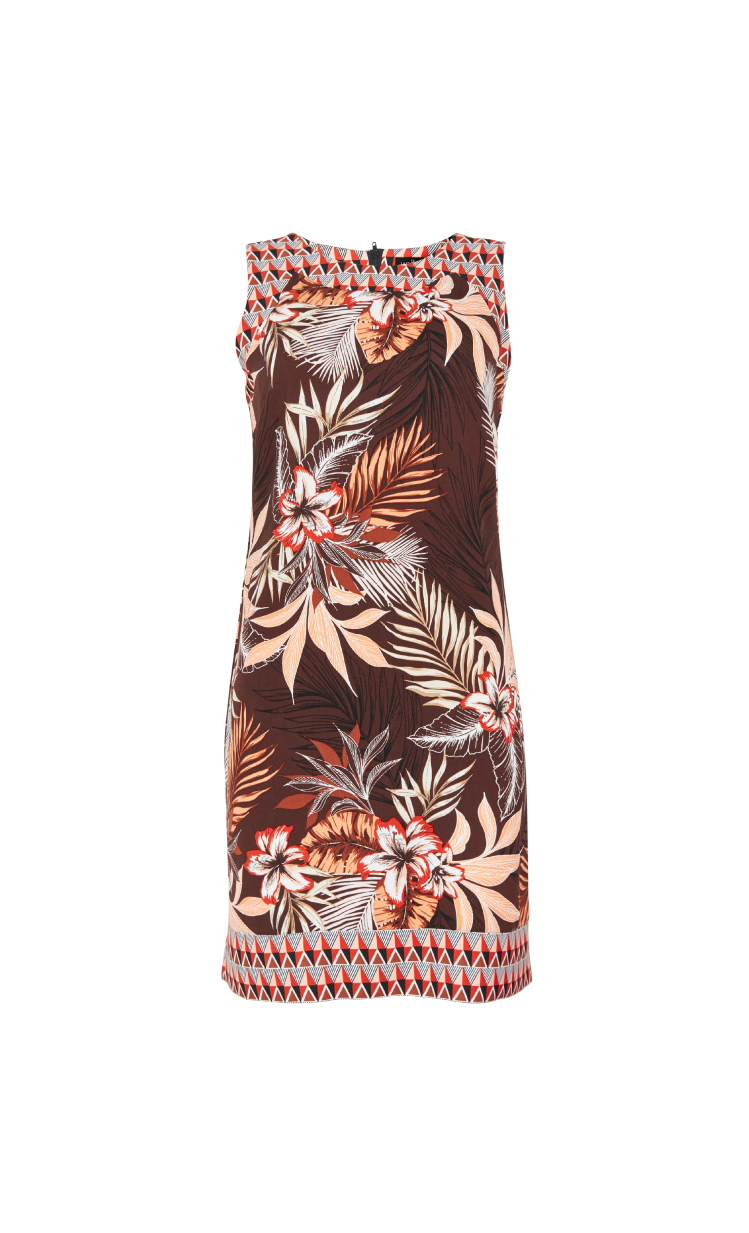 Brown Palm Print Shift Dress - Hello! We are wt+