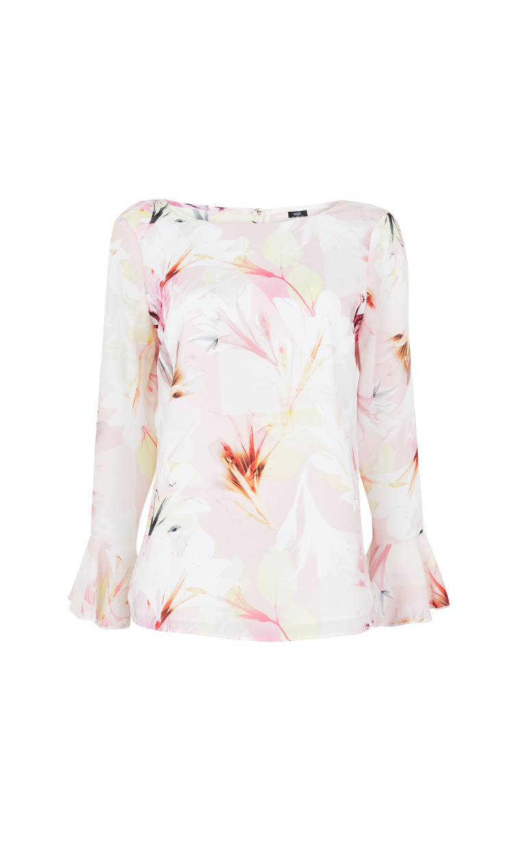 White & Pink Floral Printed Top