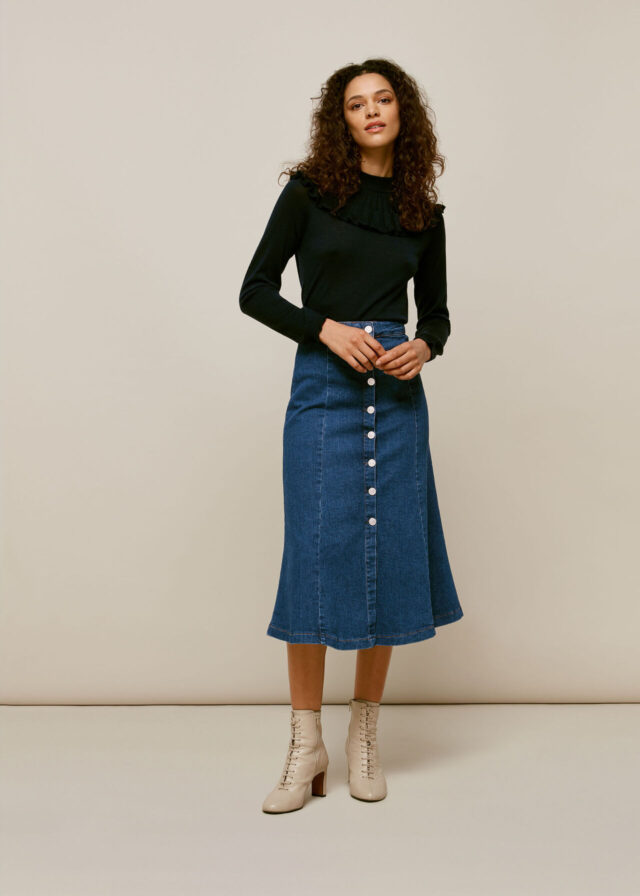 WHISTLES DENIM BUTTON THROUGH SKIRT Hello! We are wt+
